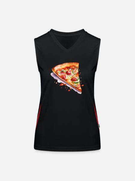 pizza - Débardeur respirant contrasté Femme - noir/rouge - Devant