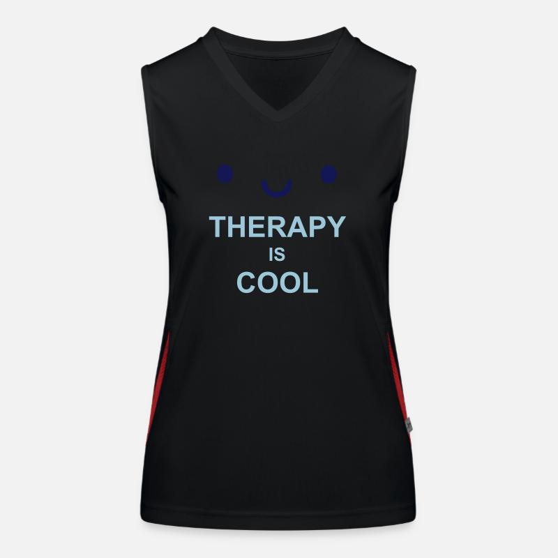 therapy is cool Quote Women's Functional Contrast Tank Top