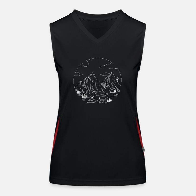 Landschaft in geometrischer Form Funktionelles Kontrast-Tank Top für Frauen