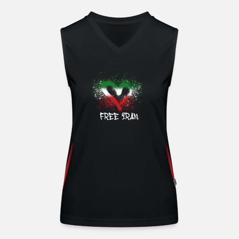 Free Iran,Heart,Iran,Flag,Graffiti Women's Functional Contrast Tank Top