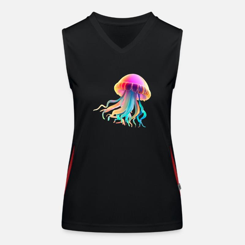 Qualle Jellyfish Meerestier Tauchen Bunt Geschenk Funktionelles Kontrast-Tank Top für Frauen
