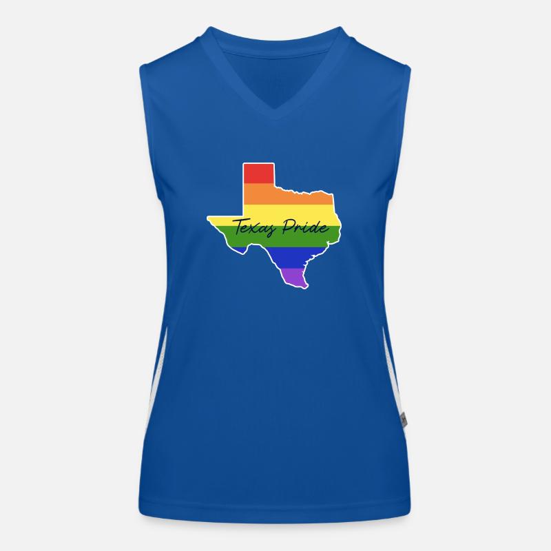 Texas map in rainbow design for proud Women's Functional Contrast Tank Top