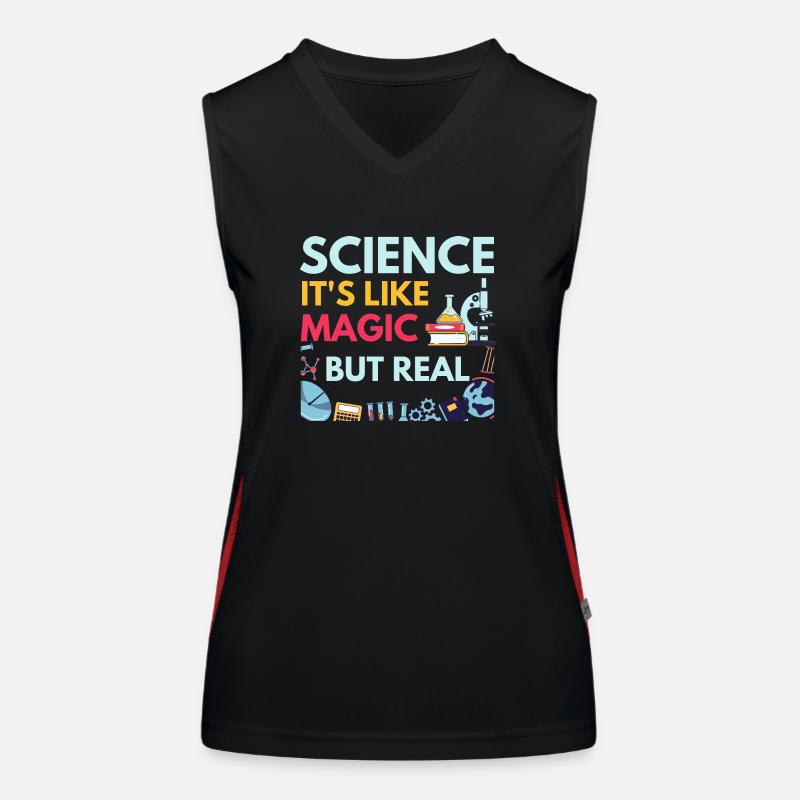 science it's like magic but real - Women's Functional Contrast Tank Top - black/red