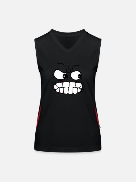 kopf gesicht boese wuetend beherrschung verloren z - Funktionelles Kontrast-Tank Top für Frauen - Schwarz/Rot - Vorne