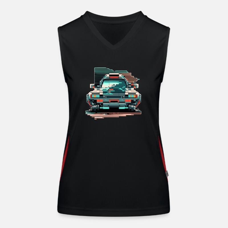 Front von einem Auto im pixeligen 8 Bit Stil Funktionelles Kontrast-Tank Top für Frauen