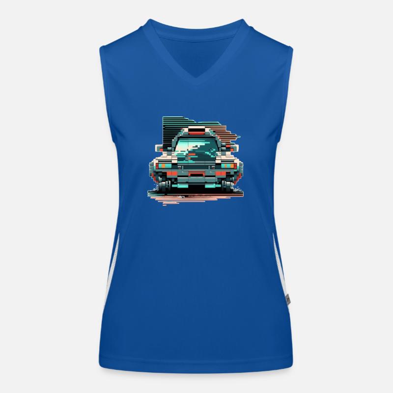 Front von einem Auto im pixeligen 8 Bit Stil Funktionelles Kontrast-Tank Top für Frauen