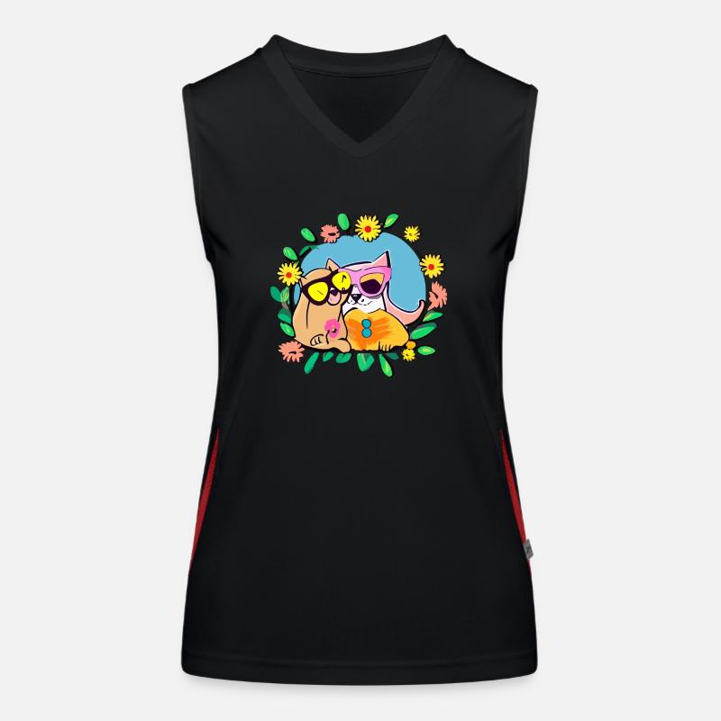 Hund und Katze sind beste Freunde Funktionelles Kontrast-Tank Top für Frauen