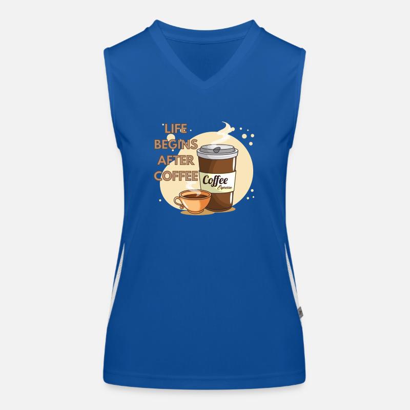 Life Begins After Coffee Funktionelles Kontrast-Tank Top für Frauen