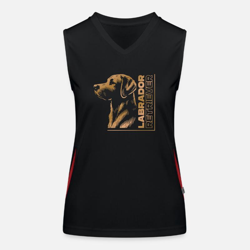 Labrador drawing head gold Women's Functional Contrast Tank Top
