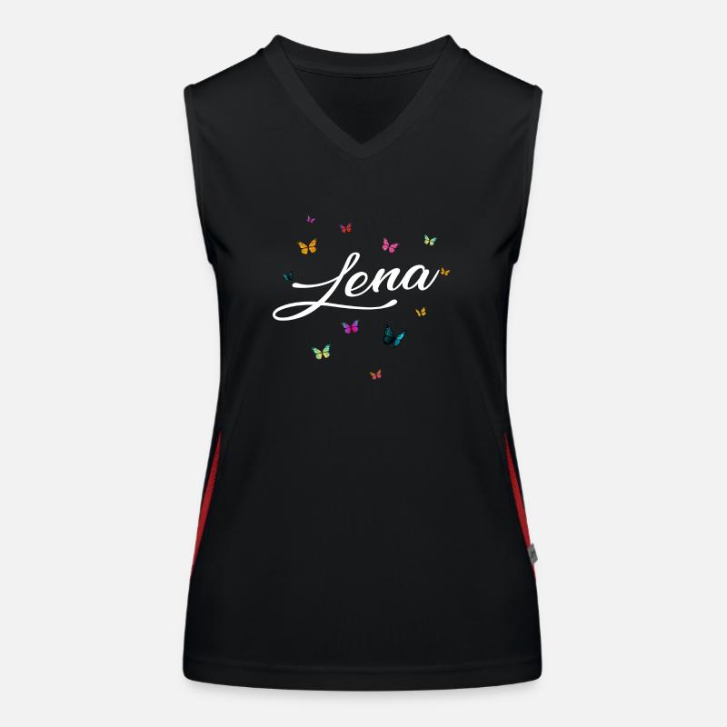 LENA - Mädchen Name mit bunten Schmetterlingen Funktionelles Kontrast-Tank Top für Frauen
