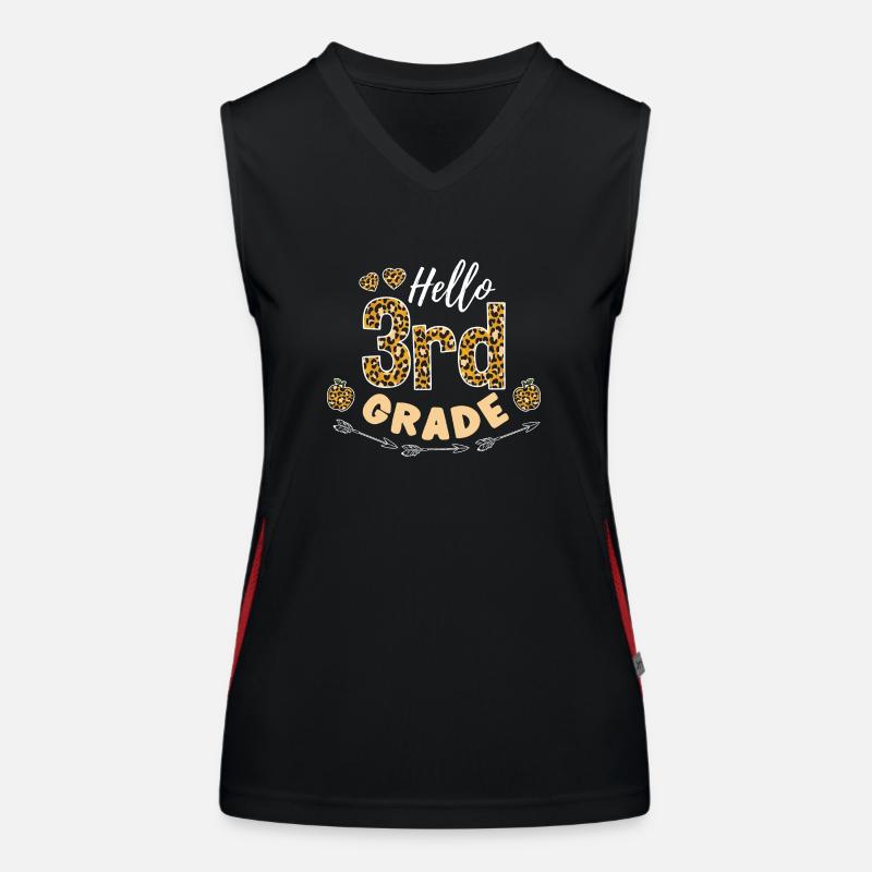 Hello 3rd Grade Leopard Teacher - Women's Functional Contrast Tank Top - black/red