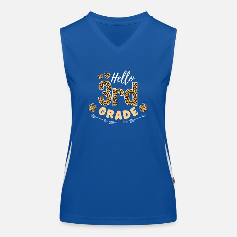 Hello 3rd Grade Leopard Teacher Women's Functional Contrast Tank Top