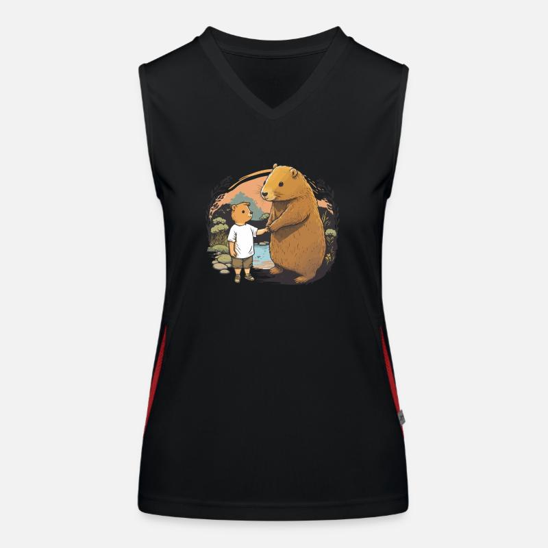 Capybara Mama und Kind Muttertag Funktionelles Kontrast-Tank Top für Frauen