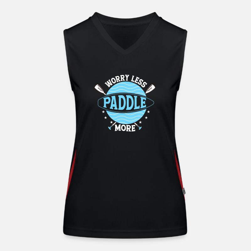 Worry Less Paddle More Stand Up Paddle Board Funktionelles Kontrast-Tank Top für Frauen