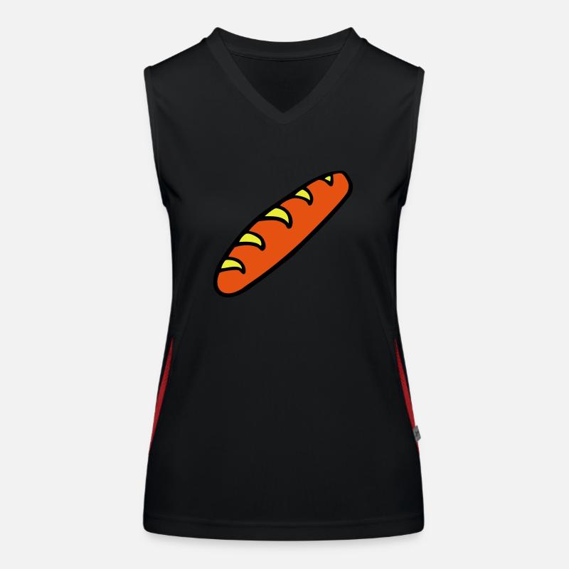 bread baguette baker food bakery Women's Functional Contrast Tank Top