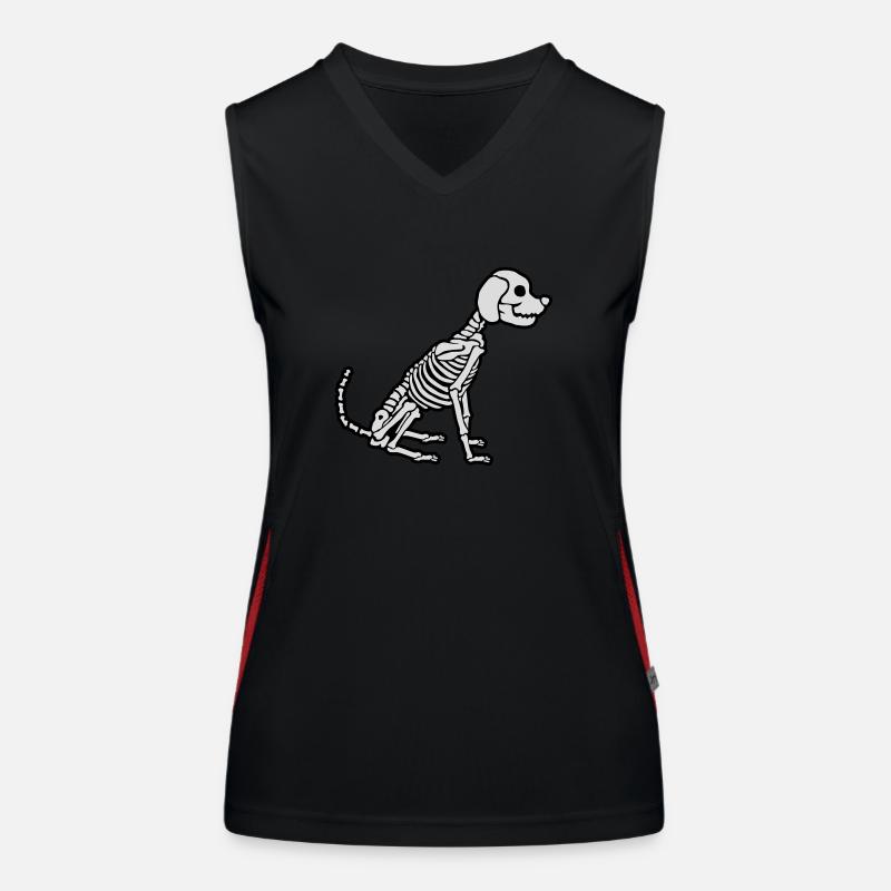 Halloween Skelett Hund Design Funktionelles Kontrast-Tank Top für Frauen