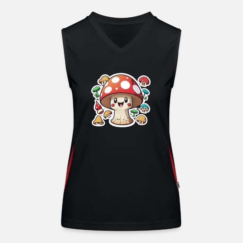 Drôle de champignon de dessin animé Débardeur respirant contrasté Femme