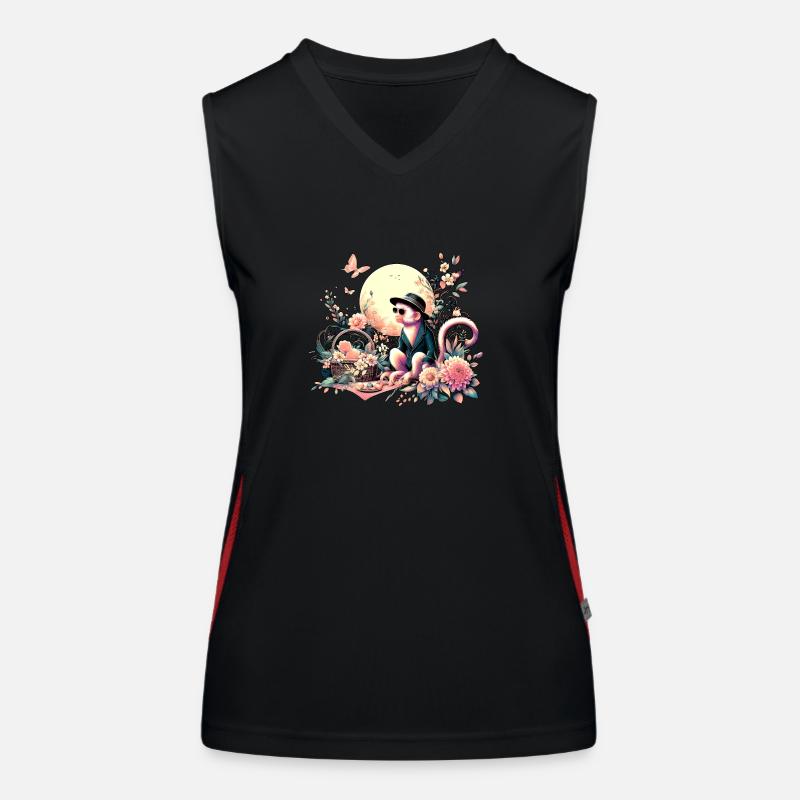 Affe beim Picknick Funktionelles Kontrast-Tank Top für Frauen