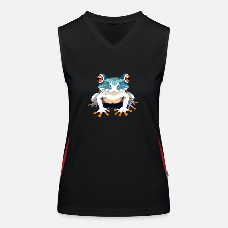 Frosch-Vektor-Kunst mit lebendigen Farben Illustration Funktionelles Kontrast-Tank Top für Frauen