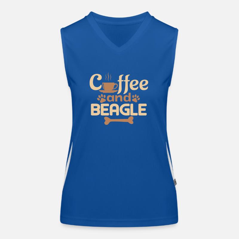 Kaffee und Beagle Funktionelles Kontrast-Tank Top für Frauen