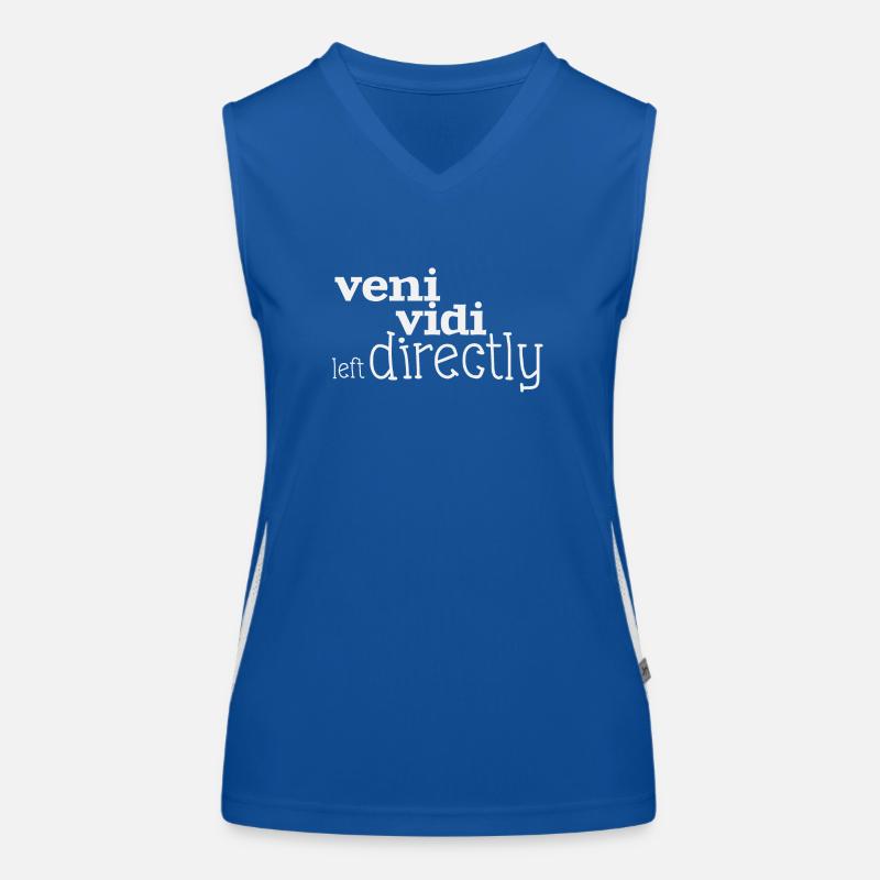 veni vidi left directly white Women's Functional Contrast Tank Top