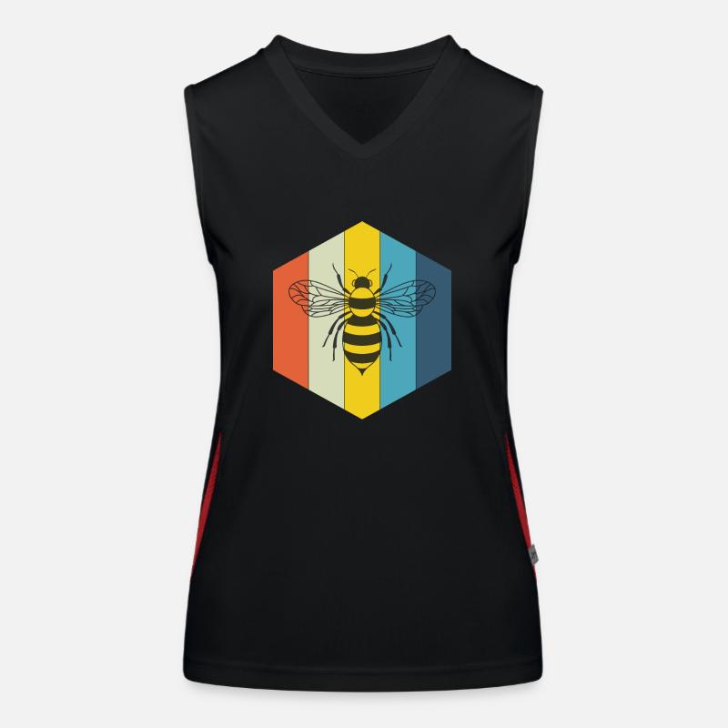 Bee beekeeper retro - Women's Functional Contrast Tank Top - black/red