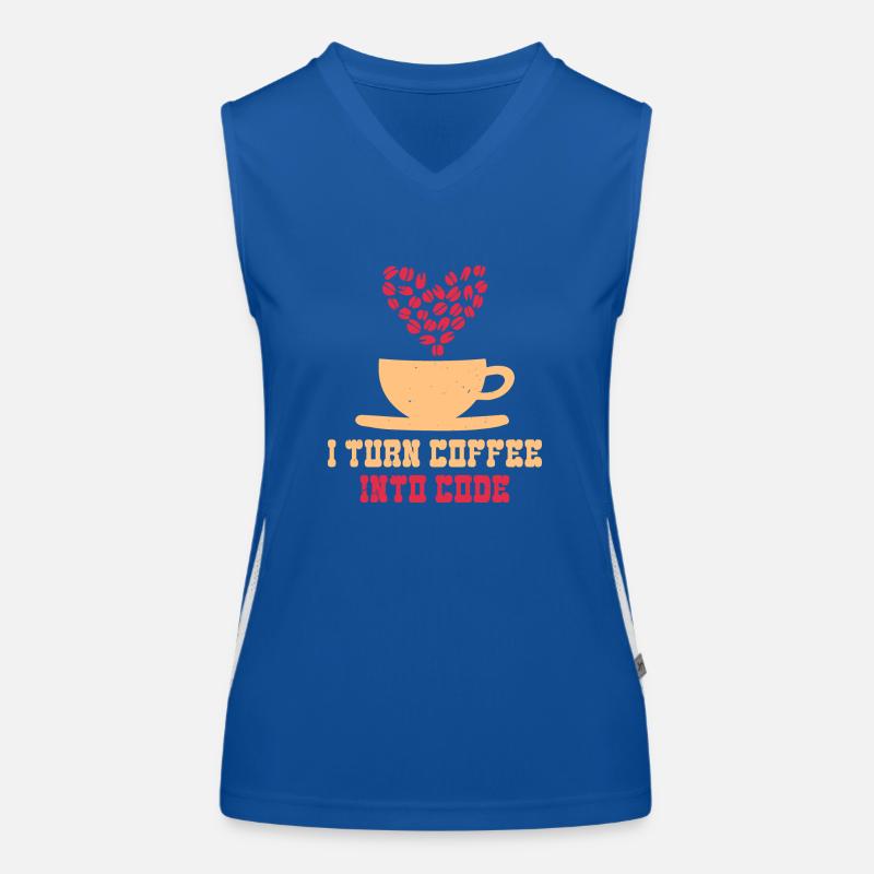 I TURN COFFEE INTO CODE FUNNY Women's Functional Contrast Tank Top