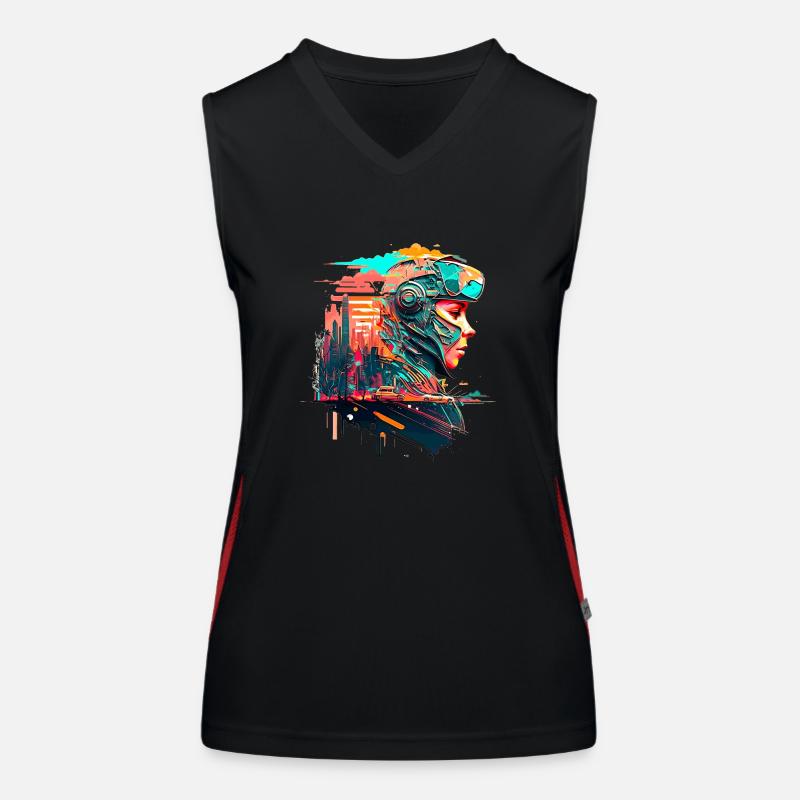 Sci Fi Future Vision in the Dystopia Women's Functional Contrast Tank Top
