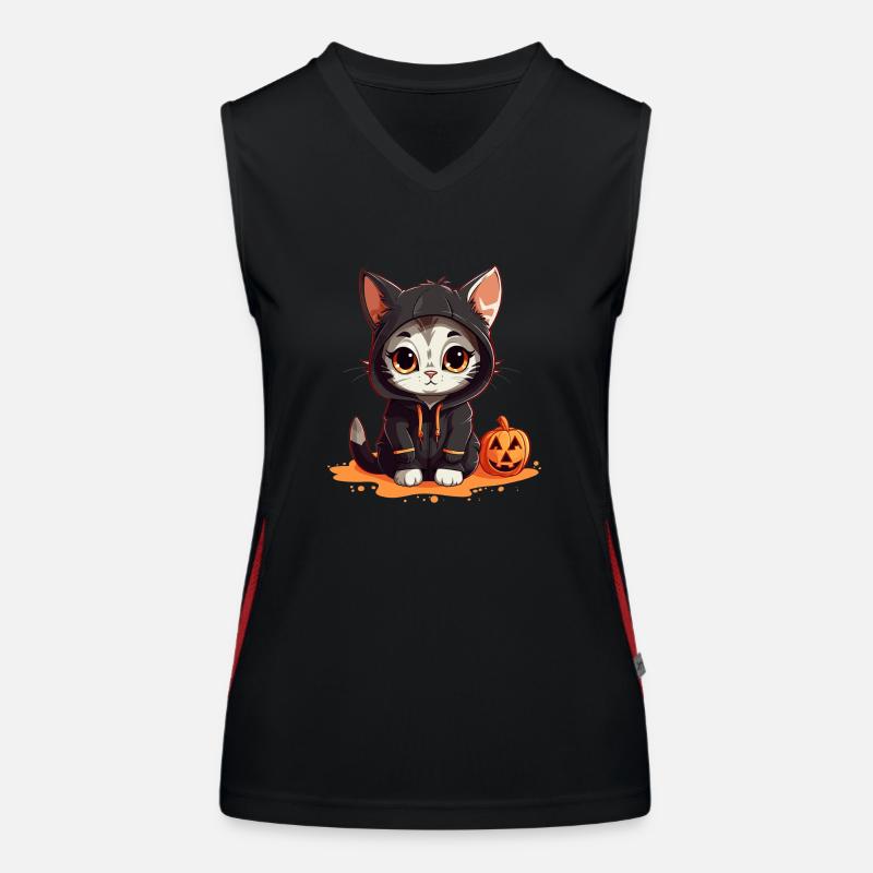 Chat d’Halloween Débardeur respirant contrasté Femme