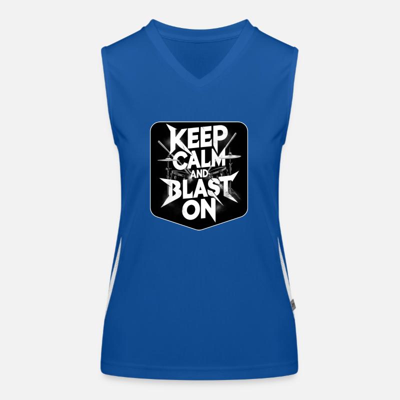 Schlagzeug Spruch Drummer Schlagzeuger Blast Beats Funktionelles Kontrast-Tank Top für Frauen