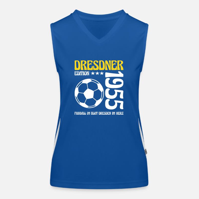 Dresdner Geburtstag 1955 Fußball Geschenk Funktionelles Kontrast-Tank Top für Frauen