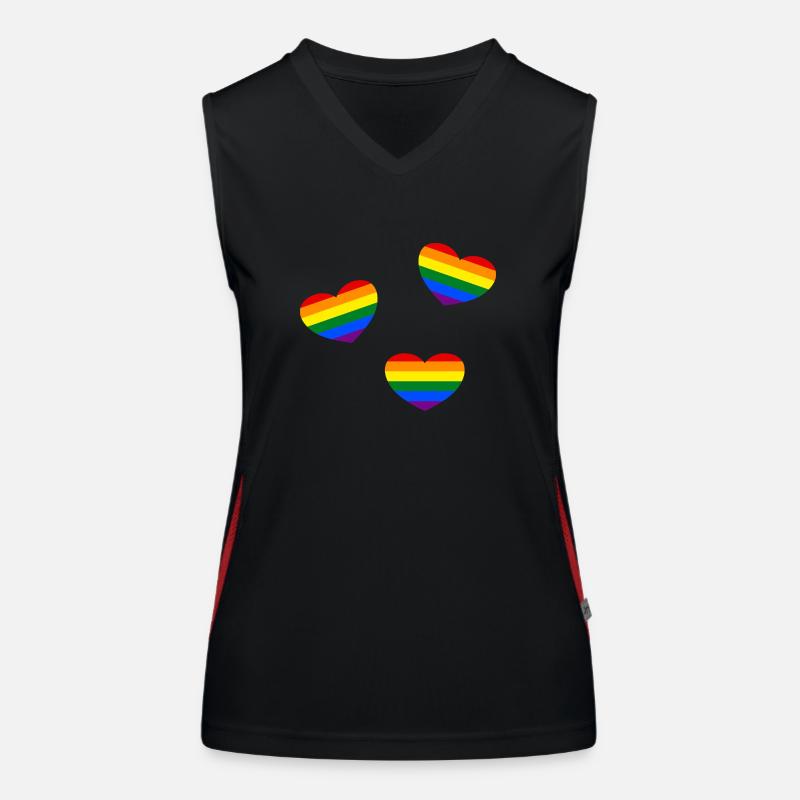 Drapeau de la fierté Coeurs Débardeur respirant contrasté Femme
