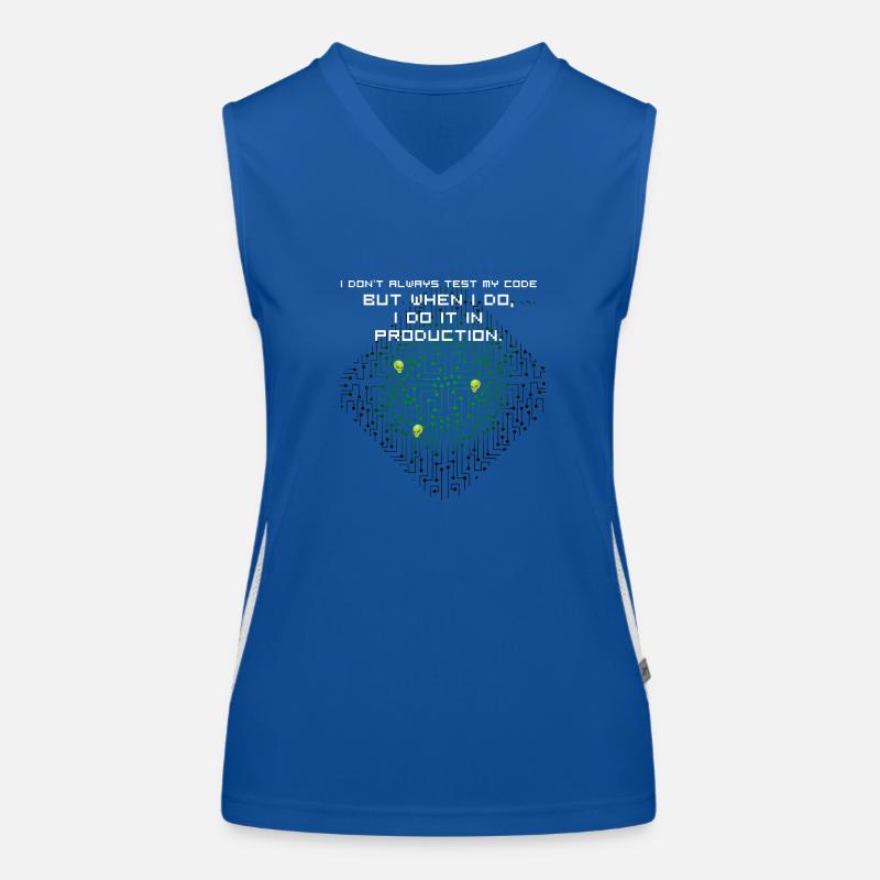 test code nerd joke spruch pc programmierer geek i Funktionelles Kontrast-Tank Top für Frauen