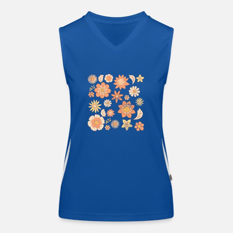 Cute Retro Flowers Pattern Women's Functional Contrast Tank Top