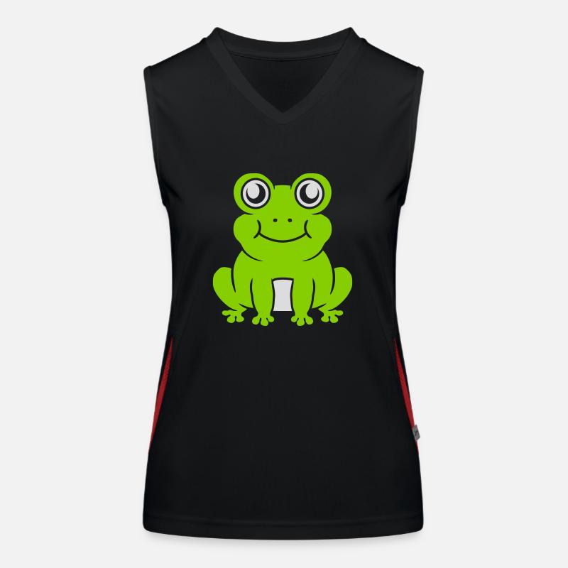 Comic sweet frog sitting Women's Functional Contrast Tank Top