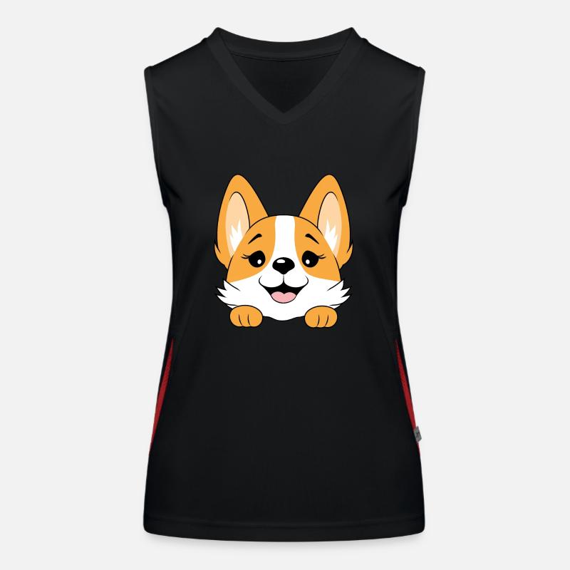 Peeping glücklicher Corgi Funktionelles Kontrast-Tank Top für Frauen