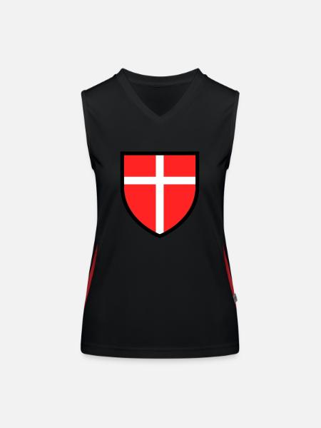 Blason croix blanche sur fond rouge - Débardeur respirant contrasté Femme - noir/rouge - Devant