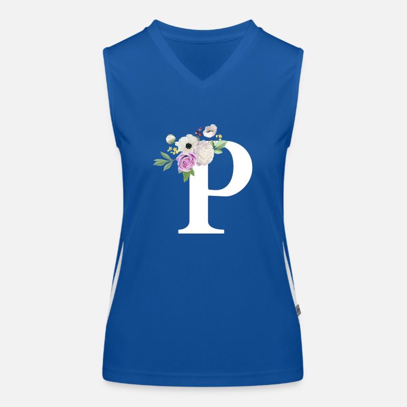 Lila Blumenbuchstabe p Funktionelles Kontrast-Tank Top für Frauen