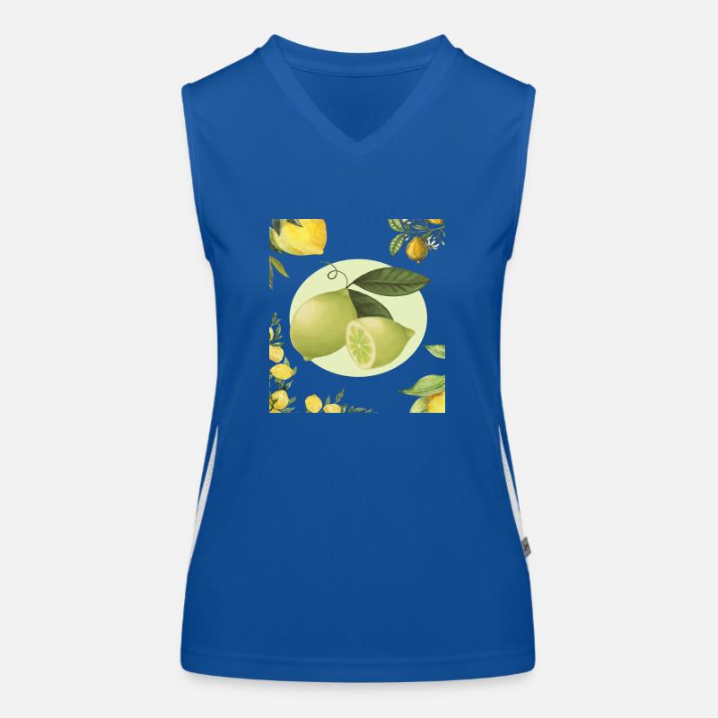 lemon fruit art Women's Functional Contrast Tank Top