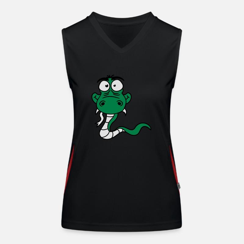 cartoon comic funny humorous cool snake Women's Functional Contrast Tank Top