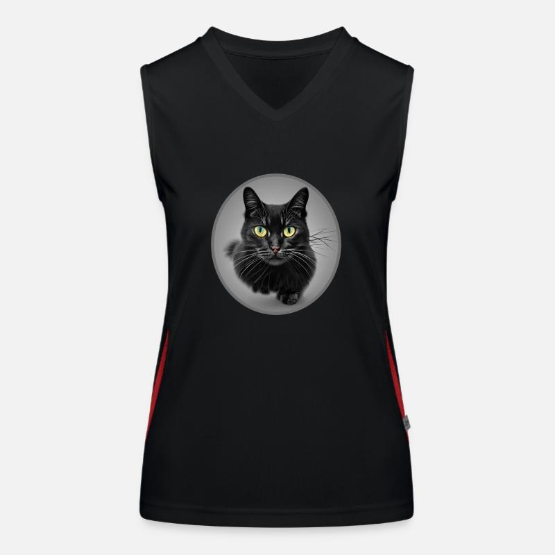Superbe Chat Noir en train de Courir Débardeur respirant contrasté Femme