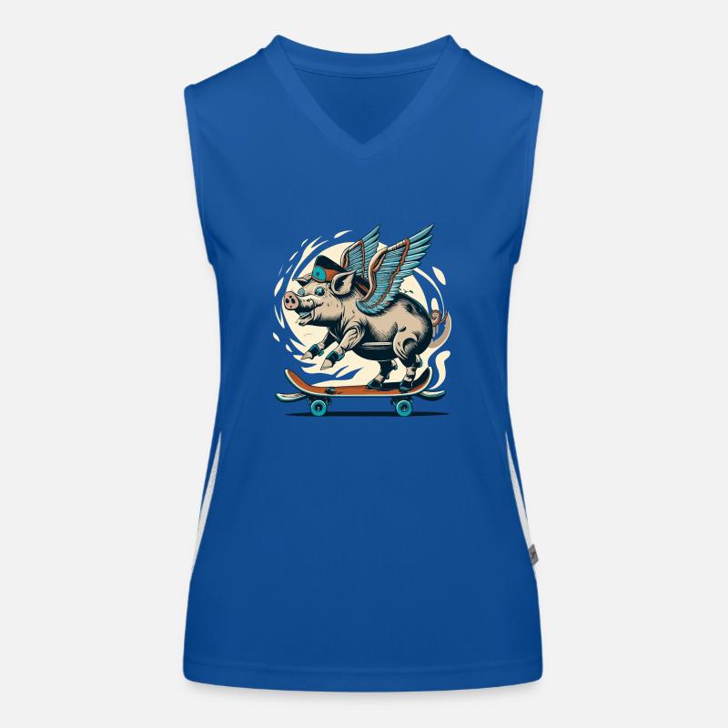 Schwein an Deck Funktionelles Kontrast-Tank Top für Frauen