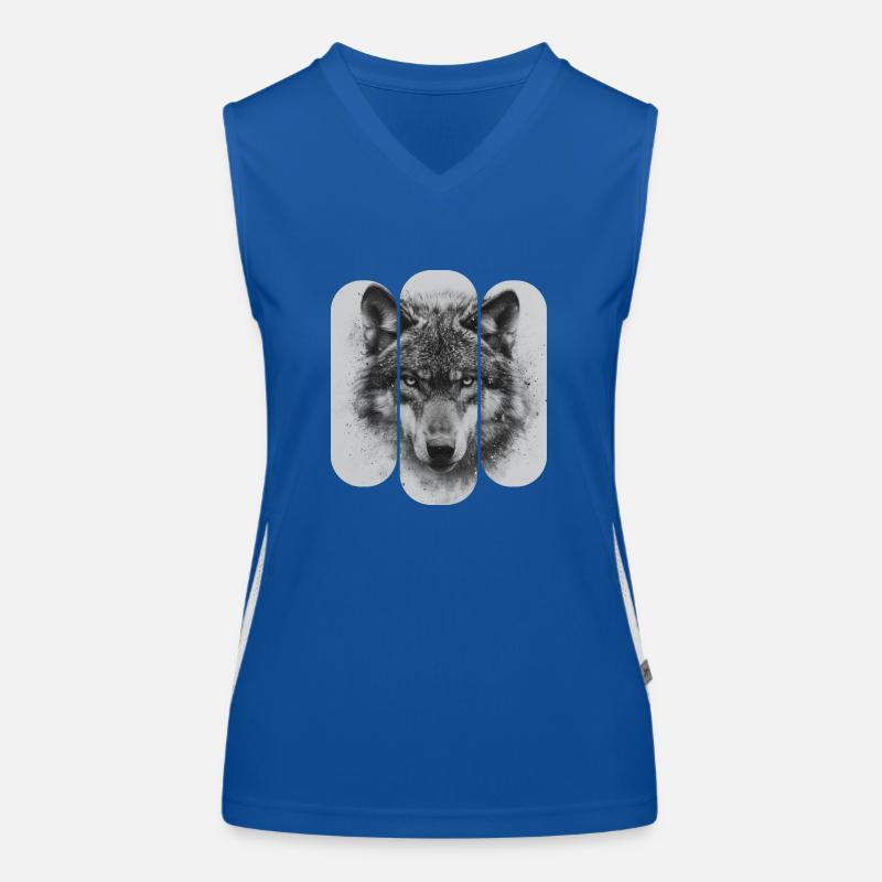 triptych Black and White Wolf Women's Functional Contrast Tank Top