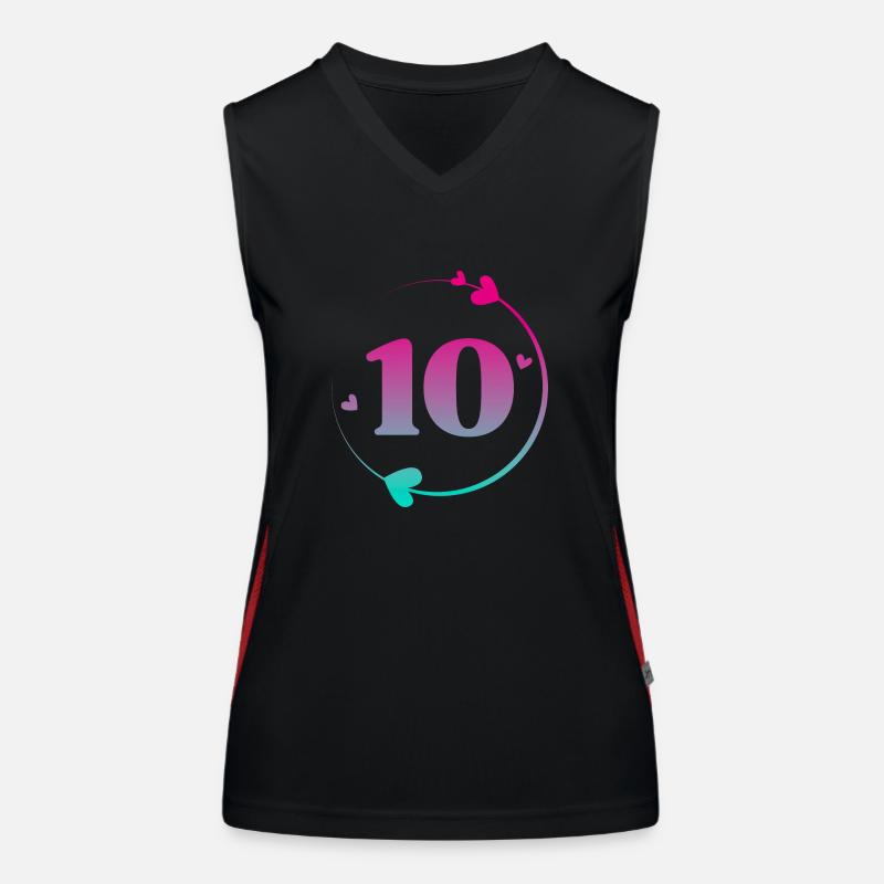 10. Geburtstag Bunter Herzkreis Funktionelles Kontrast-Tank Top für Frauen