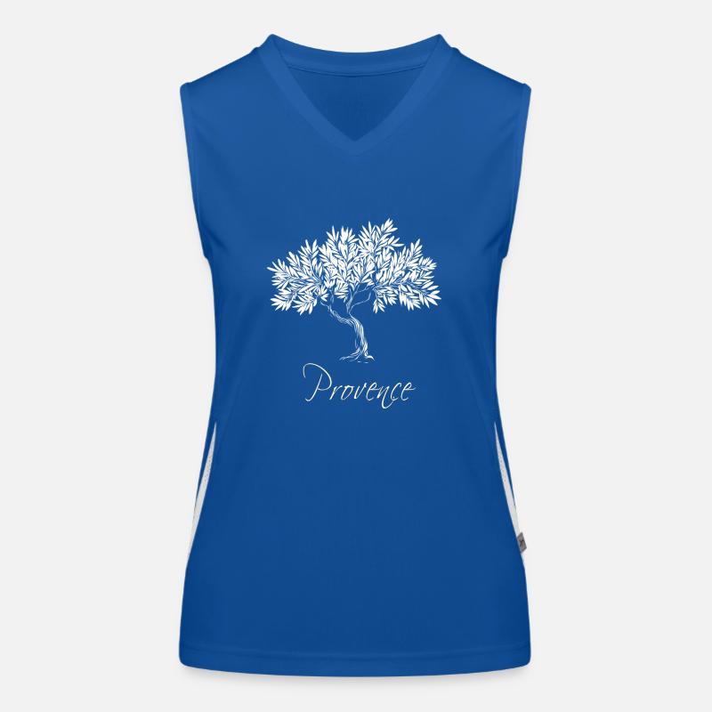 Provence white Mediterranean olive tree, chic Women's Functional Contrast Tank Top