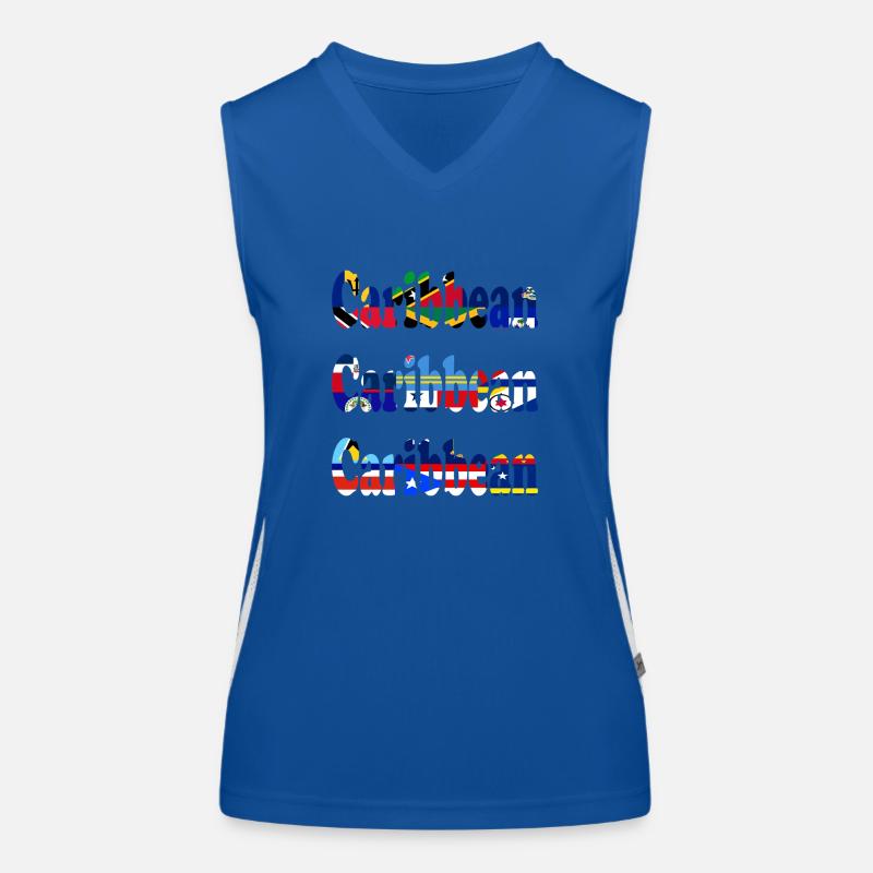 Sentiment de vacances avec les drapeaux des Caraïbes Débardeur respirant contrasté Femme