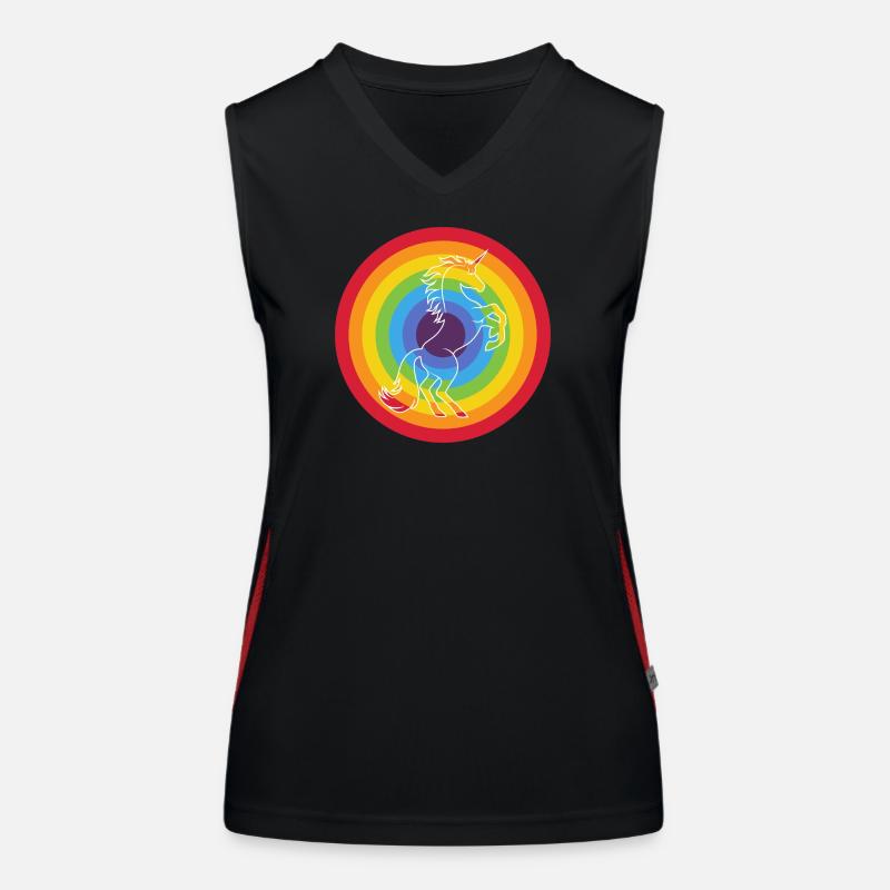 Rainbow circle with unicorn Women's Functional Contrast Tank Top
