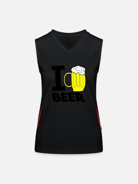 J’adore la bière - Débardeur respirant contrasté Femme - noir/rouge - Devant