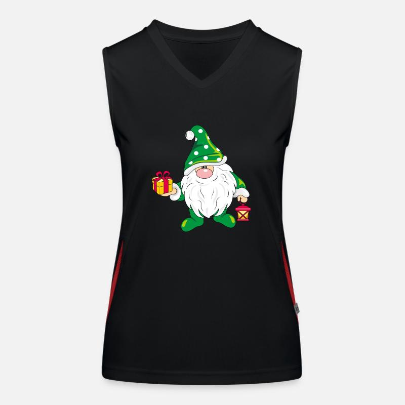 Nordic gnome with gift Women's Functional Contrast Tank Top