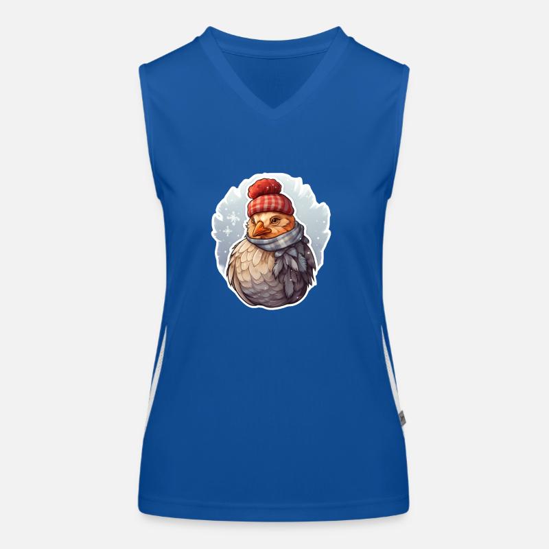Huhn mit Mütze und Schal Funktionelles Kontrast-Tank Top für Frauen